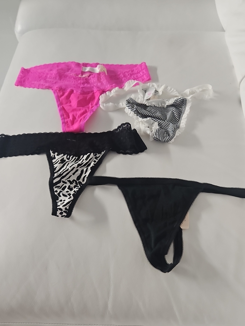 Victoria's Secret Hot Pink, Black & Zebra Print Set Of 4 Thongs
